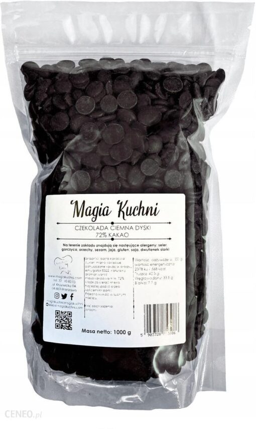 Magia Kuchni Czekolada ciemna dyski 72% kakao 1kg