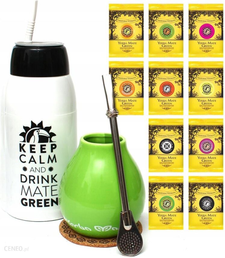 Zestaw Yerba Mate Green 500g 10x50g Yerbomos 0,5 l